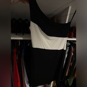 Black & white one shoulder dress